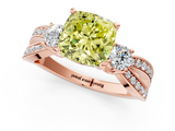 Rose gold Three-Stone Fancy Yellow Cushion  Cut Diamond Twist Band with Prong Setting_65