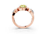 Rose gold Three-Stone Fancy Yellow Cushion Cut Diamond Wave Pave Band with Prong Setting_27