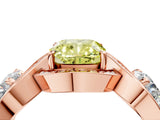 Rose gold Three-Stone Fancy Yellow Cushion Cut Diamond Wave Pave Band with Prong Setting_28