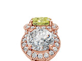 Rose gold Three-Stone Fancy Yellow Cushion Cut Halo Diamond Milgrain Band with Four-Prong Setting_5