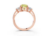 Rose gold Three-Stone Fancy Yellow Cushion  Cut Solitaire Ring with Prong Setting_6