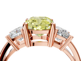 Rose gold Three-Stone Fancy Yellow Cushion  Cut Solitaire Ring with Prong Setting_7
