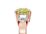 Rose gold Three-Stone Fancy Yellow Cushion  Cut Solitaire Ring with Prong Setting_8