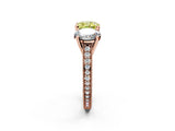 Rose gold Three-Stone Fancy Yellow Cushion  Diamond Milgrain Pave Band with Prong Setting 2