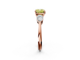 Rose gold Three-Stone Fancy Yellow Cushion  Diamond Ring with Pear Side Stones in Four-Prong Setting_53