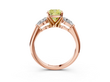 Rose gold Three-Stone Fancy Yellow Cushion  Diamond Ring with Pear Side Stones in Four-Prong Setting_54
