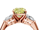 Rose gold Three-Stone Fancy Yellow Cushion  Diamond Ring with Pear Side Stones in Four-Prong Setting_55