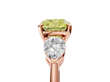 Rose gold Three-Stone Fancy Yellow Cushion  Diamond Ring with Pear Side Stones in Four-Prong Setting_56