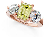 Rose gold Three-Stone Fancy Yellow Emerald  Brilliant Cut Solitaire Ring with Prong Setting on a Classic Band 2