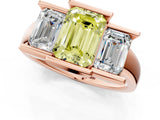 Rose gold Three Stone Fancy Yellow Emerald Cut Cut Channel Set Diamond Ring_1