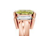 Rose gold Three Stone Fancy Yellow Emerald Cut Cut Channel Set Diamond Ring_5