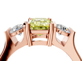 Rose gold Three-Stone Fancy Yellow Emerald Cut Cut Classic Band Prong Setting Ring_4