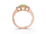 Rose gold Three-Stone Fancy Yellow Emerald Cut Cut Diamond Engagement Ring with Flat Band and Four-Prong Setting_15