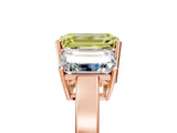 Rose gold Three-Stone Fancy Yellow Emerald Cut Cut Diamond Engagement Ring with Flat Band and Four-Prong Setting_17