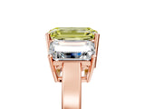 Rose gold Three-Stone Fancy Yellow Emerald Cut Cut Diamond Engagement Ring with Flat Band and Four-Prong Setting_5
