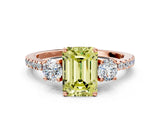 Rose gold Three-Stone Fancy Yellow Emerald Cut Cut Diamond Pavé Band with Prong Setting_15