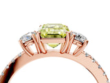 Rose gold Three-Stone Fancy Yellow Emerald Cut Cut Diamond Pavé Band with Prong Setting_19