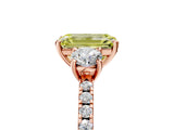 Rose gold Three-Stone Fancy Yellow Emerald Cut Cut Diamond Pavé Band with Prong Setting_20