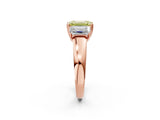 Rose gold Three-Stone Fancy Yellow Emerald Cut Cut Diamond Ring with Channel Set Band and Four-Prong Setting_2