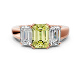 Rose gold Three-Stone Fancy Yellow Emerald Cut Cut Diamond Ring with Channel Set Band and Four-Prong Setting_24