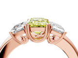 Rose gold Three-Stone Fancy Yellow Emerald Cut Cut Diamond Ring with Channel Set Band and Four-Prong Setting_28