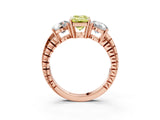 Rose gold Three-Stone Fancy Yellow Emerald Cut Cut Diamond Ring with Channel-Set Band and Prong Setting_3