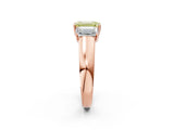 Rose gold Three-Stone Fancy Yellow Emerald Cut Cut Diamond Ring with Prong Setting and Classic Band_2
