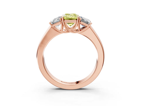Rose gold Three-Stone Fancy Yellow Emerald Cut Cut Diamond Ring with Prong Setting and Classic Band_3