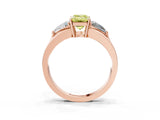 Rose gold Three-Stone Fancy Yellow Emerald Cut Cut Diamond Ring with Trillion Side Stones on a Split Shank Band_3
