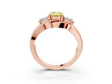 Rose gold Three-Stone Fancy Yellow Emerald Cut Cut Diamond Split Shank Prong Set Ring_3