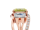 Rose gold Three-Stone Fancy Yellow Emerald Cut Cut Diamond Split Shank Prong Set Ring_5