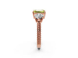 Rose gold Three-Stone Fancy Yellow Emerald Cut Cut Milgrain Band Prong Setting Ring_20