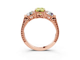 Rose gold Three-Stone Fancy Yellow Emerald Cut Cut Milgrain Band Prong Setting Ring_21