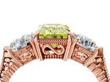 Rose gold Three-Stone Fancy Yellow Emerald Cut Cut Milgrain Band Prong Setting Ring_22