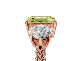 Rose gold Three-Stone Fancy Yellow Emerald Cut Cut Milgrain Band Prong Setting Ring_23