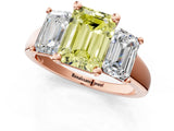 Rose gold Three-Stone Fancy Yellow Emerald Cut Cut Solitaire Ring with Classic Prong Setting_1