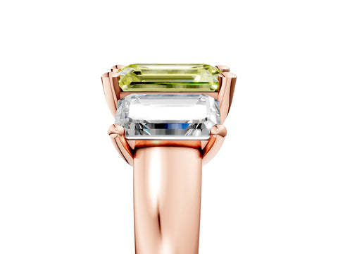 Rose gold Three-Stone Fancy Yellow Emerald Cut Cut Solitaire Ring with Classic Prong Setting_5