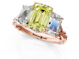 Rose gold Three-Stone Fancy Yellow Emerald Cut Diamond Braided Band Ring with Four-Prong Setting_117