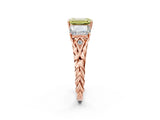 Rose gold Three-Stone Fancy Yellow Emerald Cut Diamond Braided Band Ring with Four-Prong Setting_118