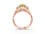 Rose gold Three-Stone Fancy Yellow Emerald Cut Diamond Braided Band Ring with Four-Prong Setting_119
