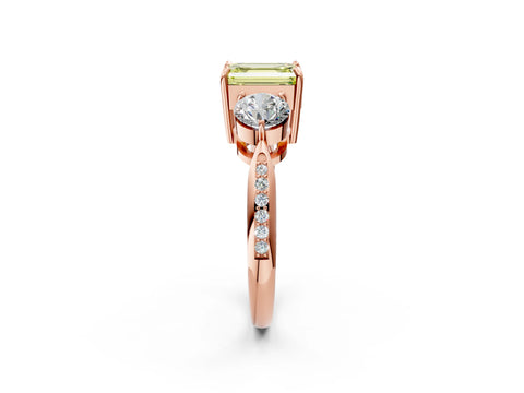Rose gold Three-Stone Fancy Yellow Emerald Cut Diamond Channel Set Engagement Ring with Prong Setting_14