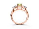 Rose gold Three-Stone Fancy Yellow Emerald Cut Diamond Channel Set Engagement Ring with Prong Setting_15