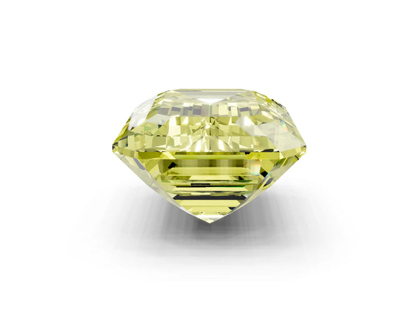 Rose gold Three-Stone Fancy Yellow Emerald Cut Diamond Engagement Ring with Pave Band and Prong Setting