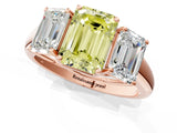 Rose gold Three-Stone Fancy Yellow Emerald Cut Diamond Engagement Ring with Prong Setting_4