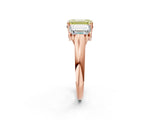 Rose gold Three-Stone Fancy Yellow Emerald Cut Diamond Engagement Ring with Prong Setting_5