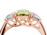 Rose gold Three-Stone Fancy Yellow Emerald Cut Diamond Engagement Ring with Prong Setting_7