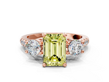 Rose gold Three-Stone Fancy Yellow Emerald  Cut Diamond Pavé Band with Four-Prong Setting_28