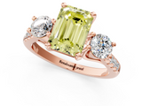 Rose gold Three-Stone Fancy Yellow Emerald  Cut Diamond Pavé Band with Four-Prong Setting_29