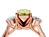 Rose gold Three-Stone Fancy Yellow Emerald  Cut Diamond Pavé Band with Four-Prong Setting_32