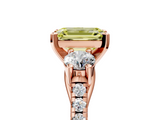 Rose gold Three-Stone Fancy Yellow Emerald  Cut Diamond Pavé Band with Four-Prong Setting_33